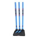 BDM CRICKET SPRING BACK PLASTICS STUMPS WITH BASE & BAILS W/BAG BLUE