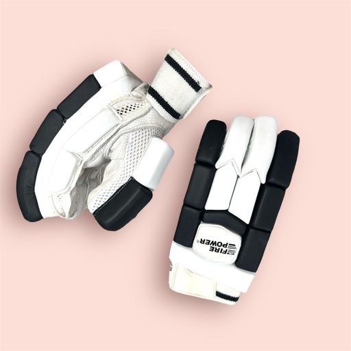 LMB FIREPOWER BATTING GLOVES SAMPLE YOUTH WHITE AND BLACK