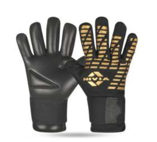 NIVIA SOCCER  GOLD GOAL KEEPER GLOVES ASHTANG BLACK LARGE